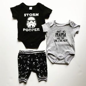 Three Piece Baby Boy Set Trendy Black & Grey